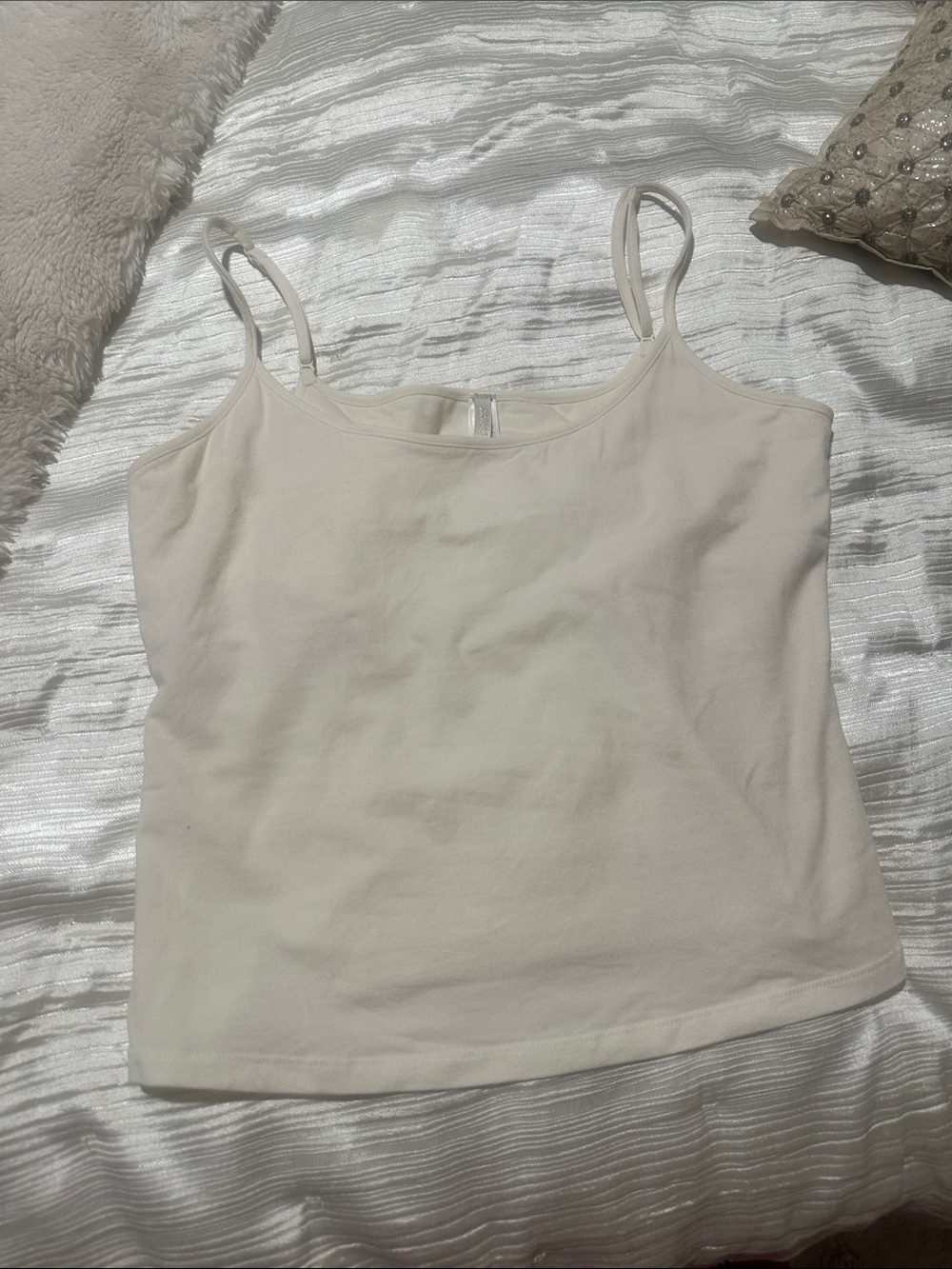 SKIMS Cotton Jersey Scoop Neck Cami with built-in shelf bra ~ Marble, Sz Med
